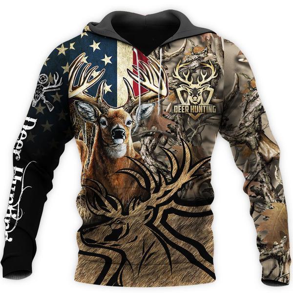 Deer Skin Hunting 3D All Over Print, Adult Unisex 3D Hoodie T Shirt Plus Size S-5Xl