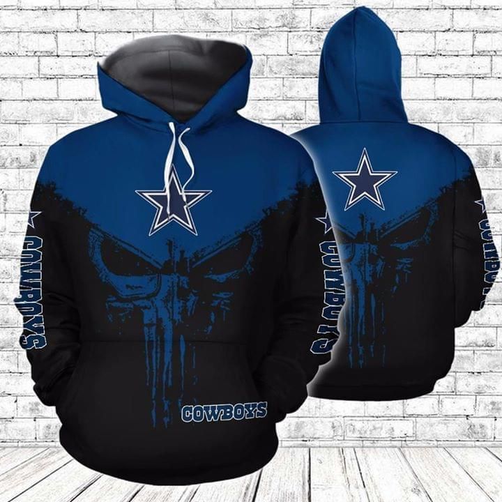 Dallas Cowboys Football Skull 3D All Over Print Hoodie