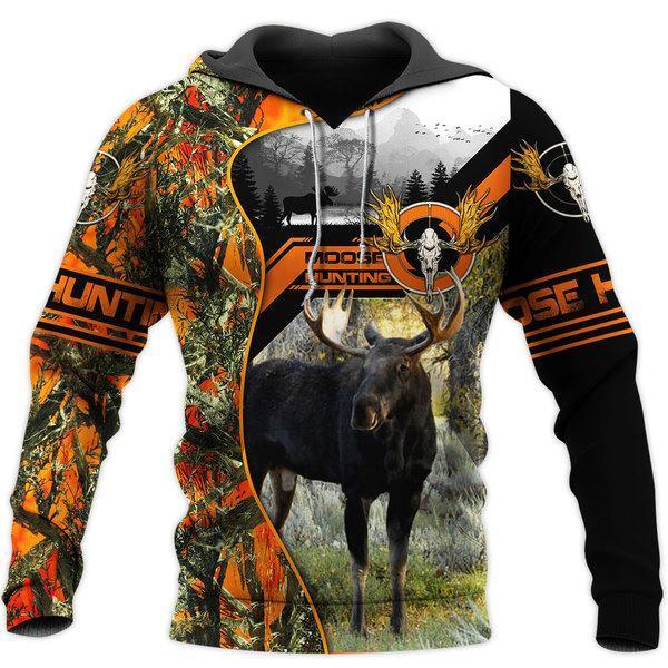 Moose Hunting 3D All Over Print | Hoodie, Adult Unisex 3D Hoodie T Shirt Plus Size S-5Xl