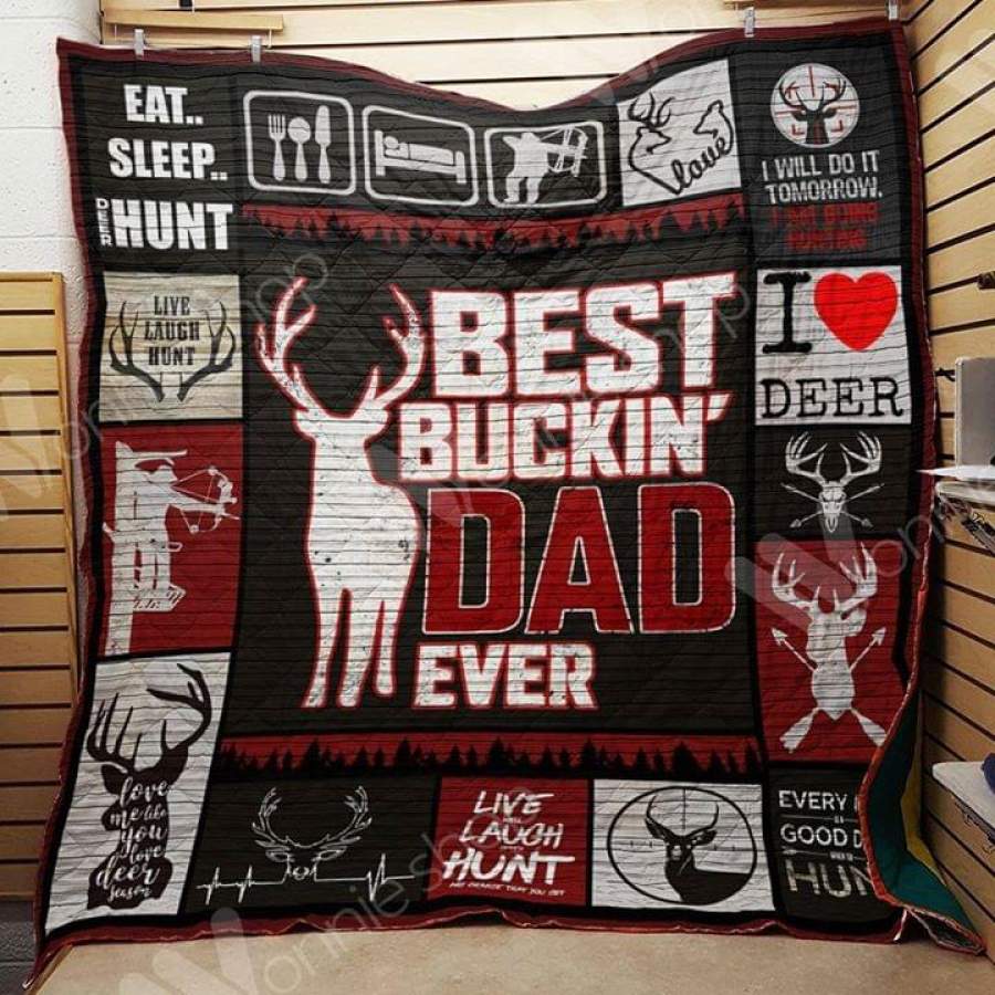 Best Bucking Dad Hunting Sherpa Blanket and Quilt