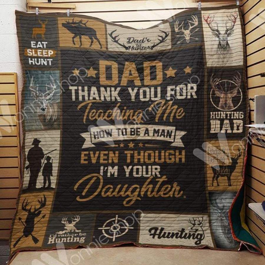 Dad and Daughter Hunting Sherpa Blanket and Quilt