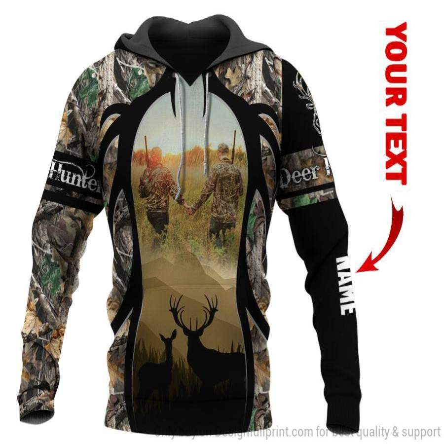 Brown Deer Hunting Couple Personalized Unisex Hoodie LH