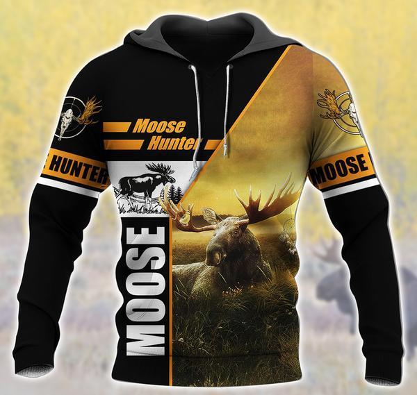 Moose Hunting 3D All Over Print, Adult Unisex 3D Hoodie T Shirt Plus Size S-5Xl