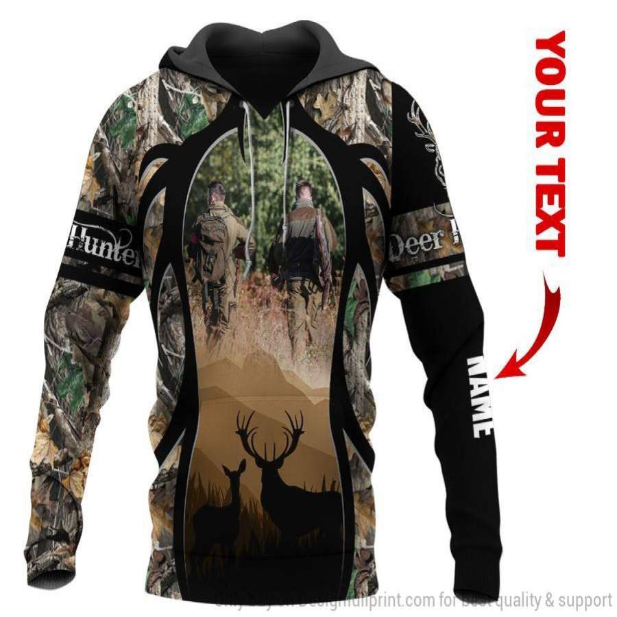 Brown Deer Hunting Friends Personalized Unisex Hoodie LH