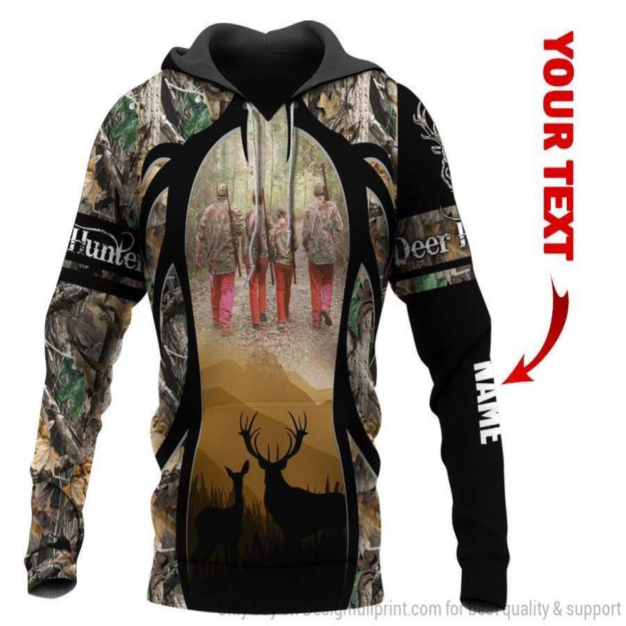 Brown Deer Hunting Family Personalized Unisex Hoodie LH