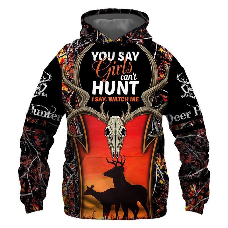 Dear Hunting Girl 3D All Over Print, Adult Unisex 3D Hoodie T Shirt Plus Size S-5Xl