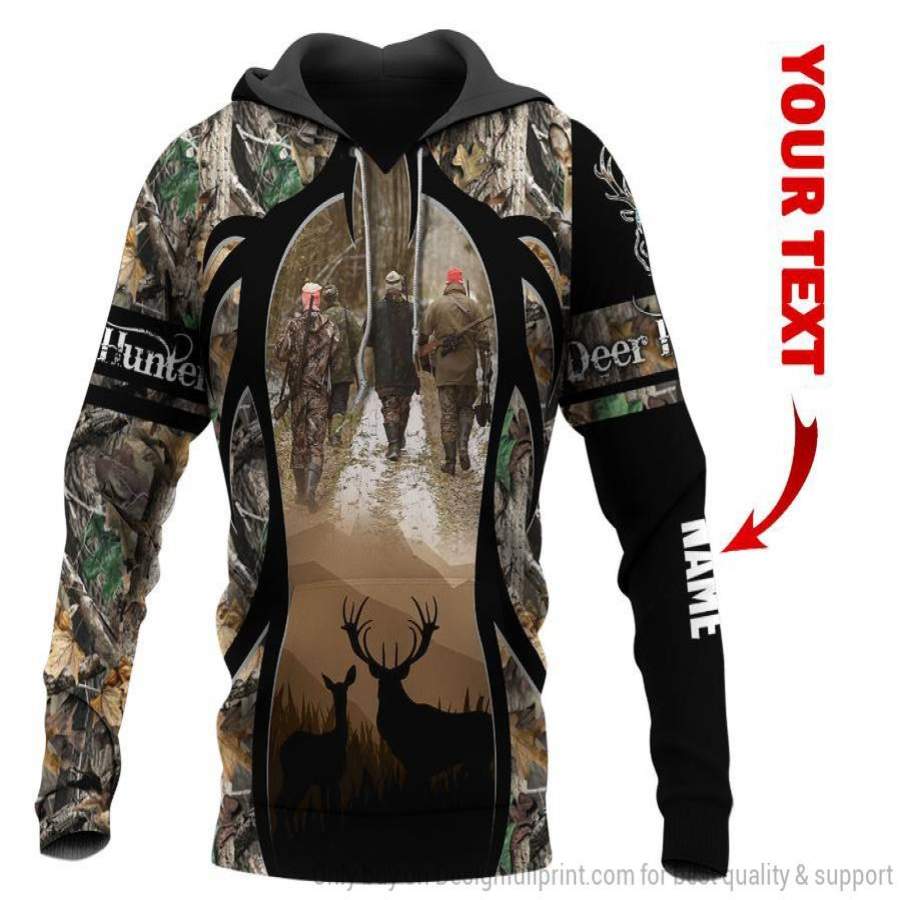 Brown Deer Hunting A Group Of Friends Personalized Unisex Hoodie LH