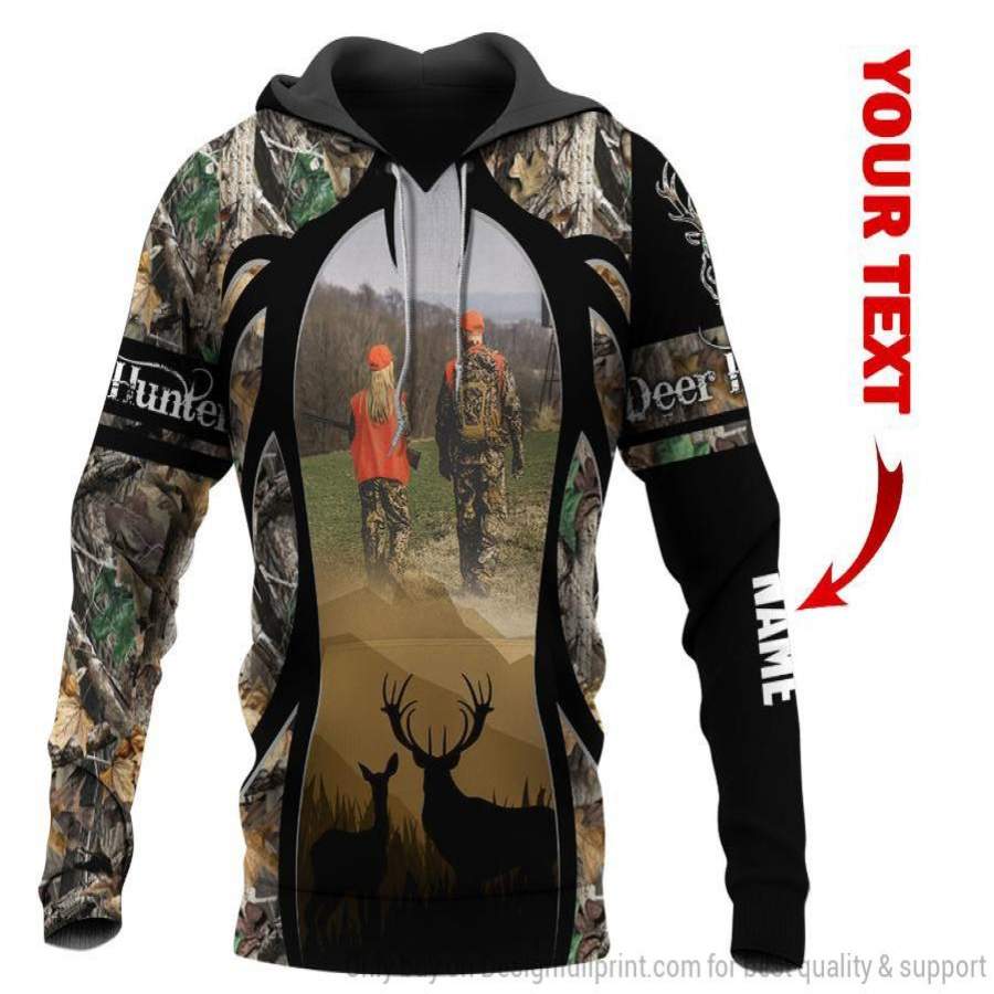 Brown Deer Hunting Dad To Daughter Personalized Unisex Hoodie LH