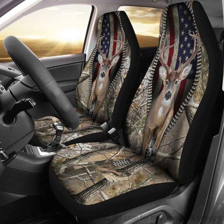 American Flag Deer Hunting Camo Car Seat Cover