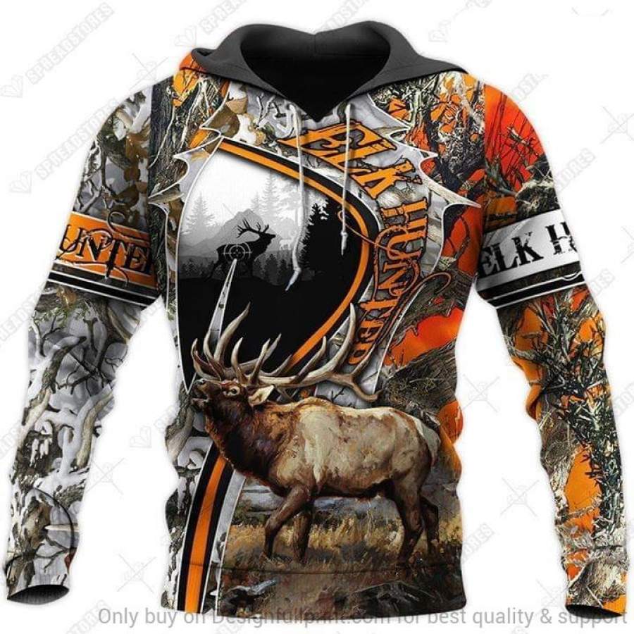 Camo Elk Hunting Unisex Hoodie