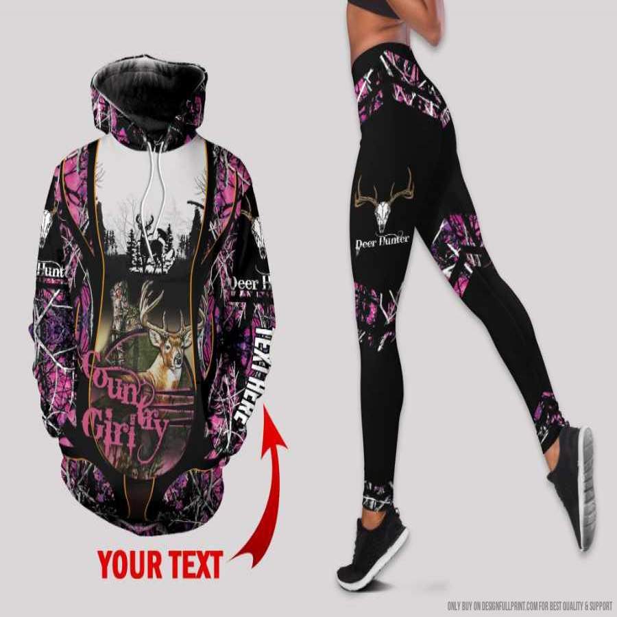 Country Girl Deer Hunting Personalized US Size Hoodie And Leggings Set