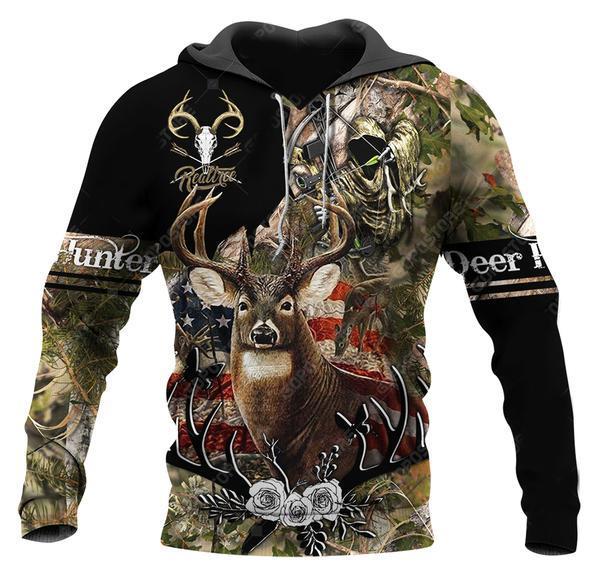 Deer Hunting Flag 3D All Over Print | Unisex | Adult Unisex 3D Hoodie T Shirt Plus Size S-5Xl