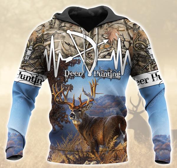 Deer Hunting Blue 3D All Over Print | Unisex | Adult Unisex 3D Hoodie T Shirt Plus Size S-5Xl