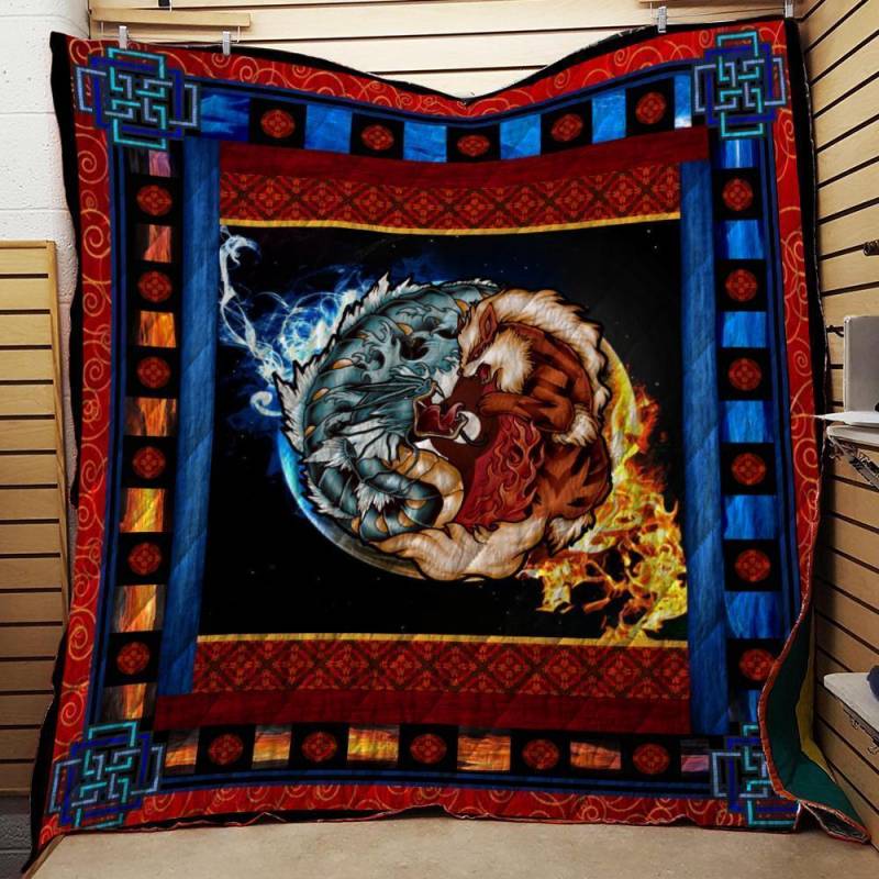 BC ?CPokemon The Tiger And The Dragon Gyarados Yin Yang 3D Quilt Blanket