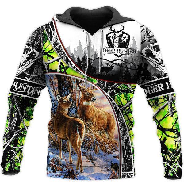 Hunting – Deer Hunter Green 3D All Over Print | Unisex | Adult Unisex 3D Hoodie T Shirt Plus Size S-5Xl