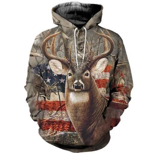 American Camo Deer Hunting 3D All Over Print | Unisex | Adult Unisex 3D Hoodie T Shirt Plus Size S-5Xl