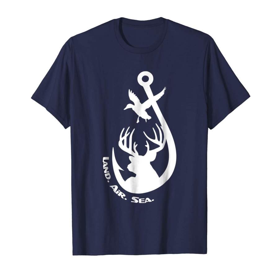 Awesome hunting and fishing tee! Deer duck and fish hook!