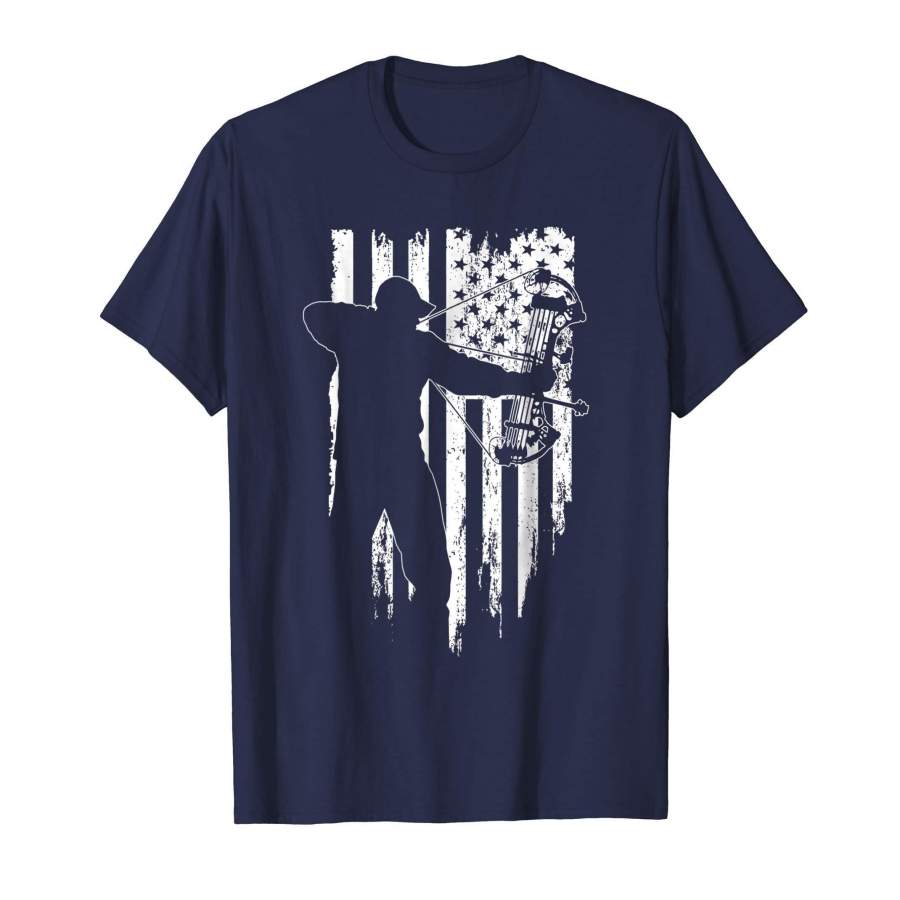 Archery Hunting Bow Hunting Bow Hunter American Flag Shirt