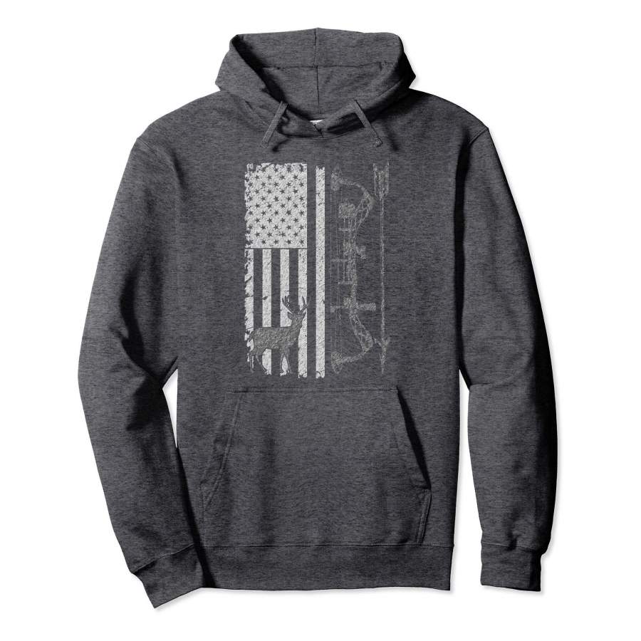 American Deer Hunting Bow Hunter Flag Hoodie Buckwear Gear