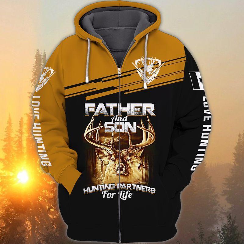 Father And Son Deer Hunting 3D Hoodie Pullover Long Sleeve Hooded Sweatshirt All Over Print Plus Size S-5Xl