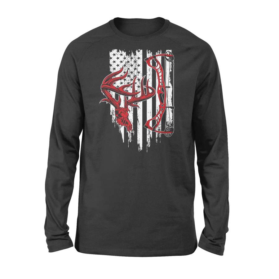 Archery Hunt Vintage American Flag Bow Hunting – Standard Long Sleeve