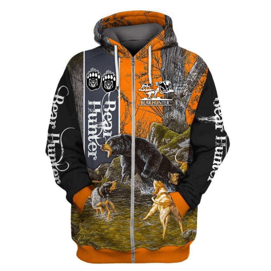 Black Bear Hunting Branded Unisex Zip Up Hoodie