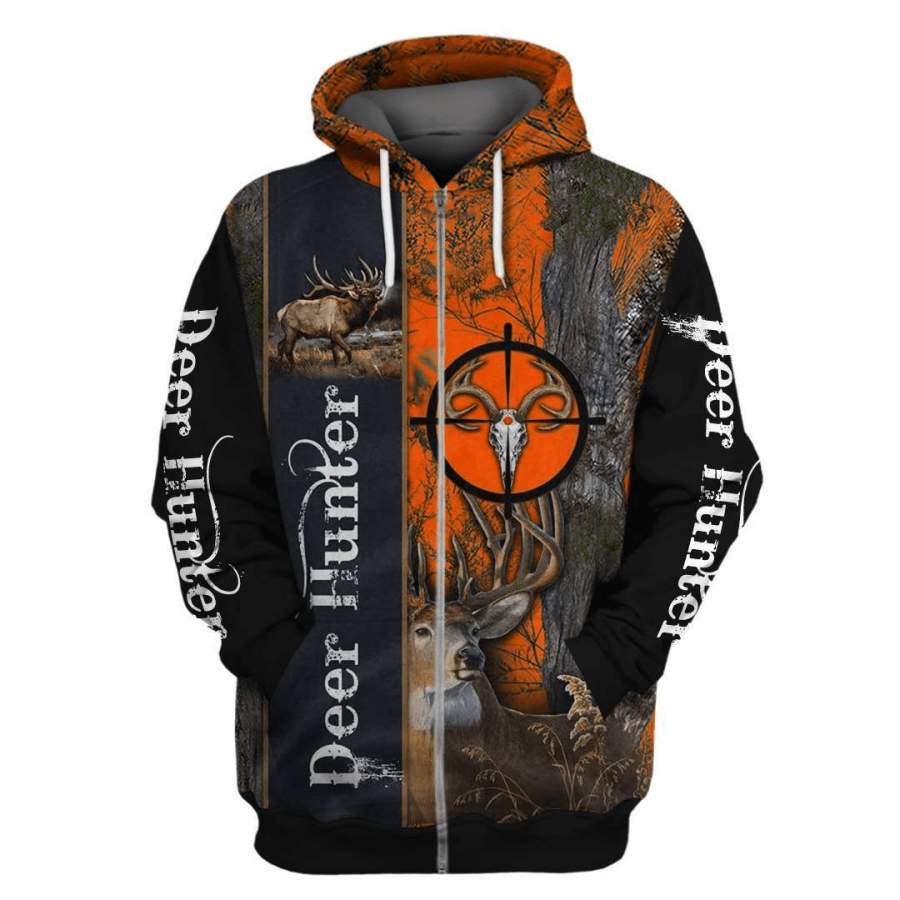 Beautiful Deer Hunting Camo Branded Unisex Zip Up Hoodie