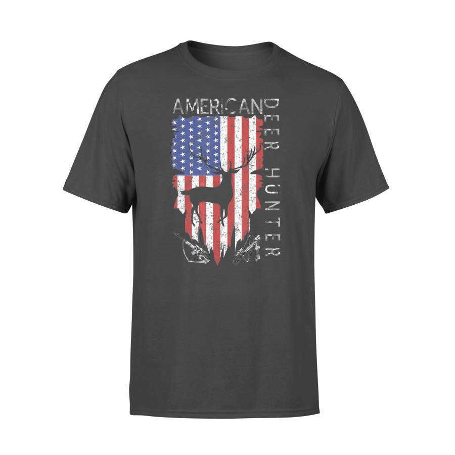 American Flag Deer Hunting – Gifts For Hunters Distressed US – Standard T-shirt