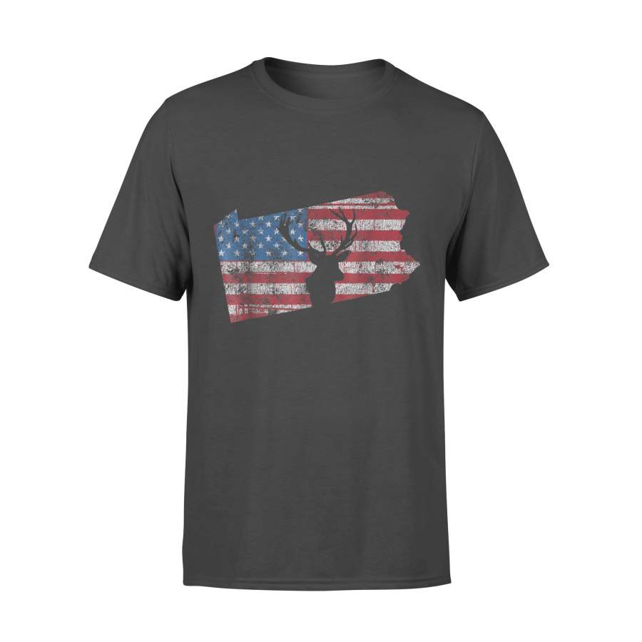 American Flag Pennsylvania Deer Hunting Distressed – Standard T-shirt