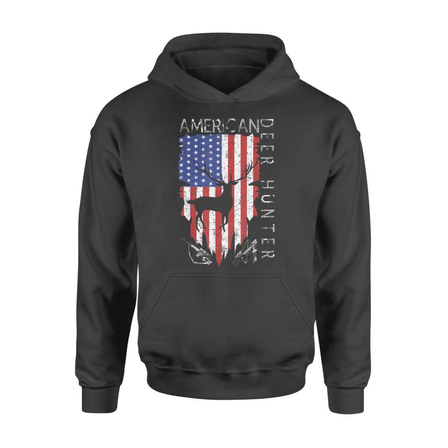 American Flag Deer Hunting – Gifts For Hunters Distressed US – Standard Hoodie