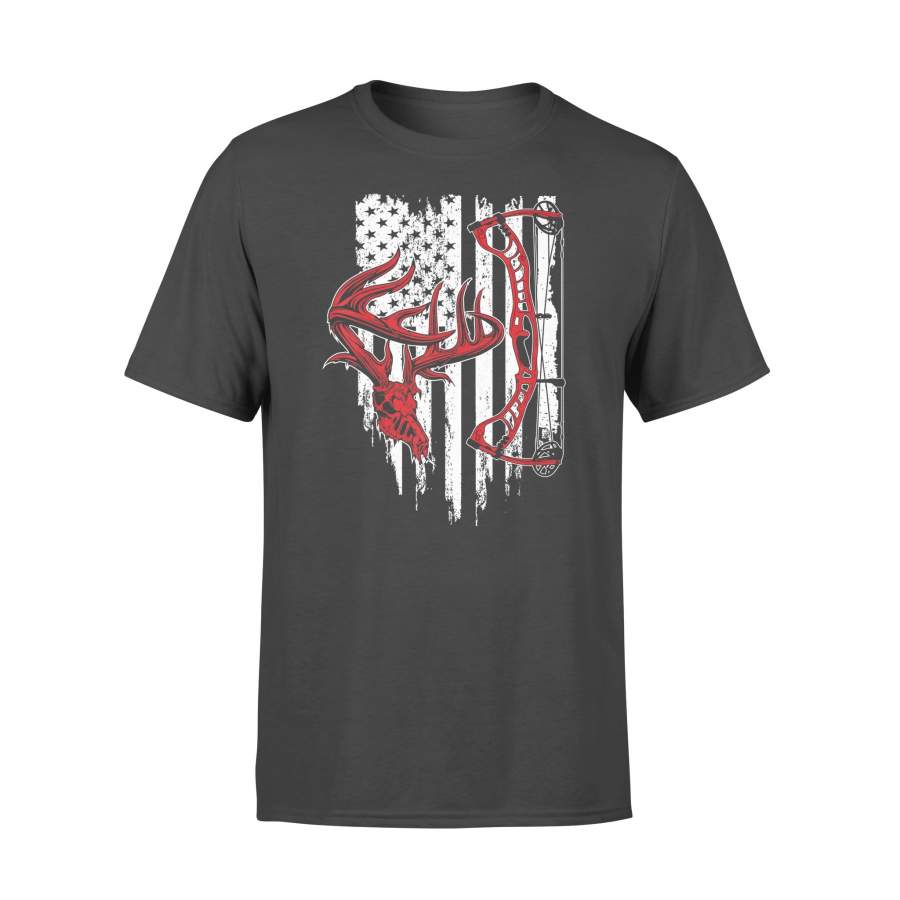 Archery Hunt Vintage American Flag Bow Hunting – Standard T-shirt