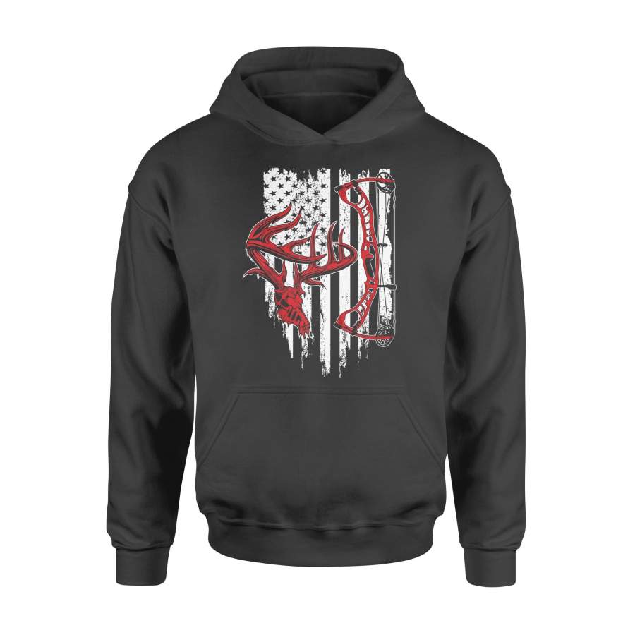 Archery Hunt Vintage American Flag Bow Hunting – Standard Hoodie