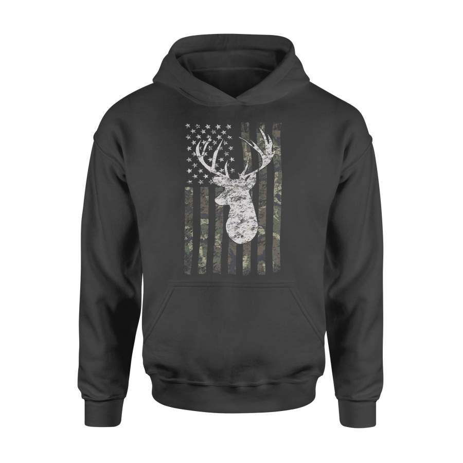 Camouflage American Flag Deer Hunting T-shirt – Standard Hoodie