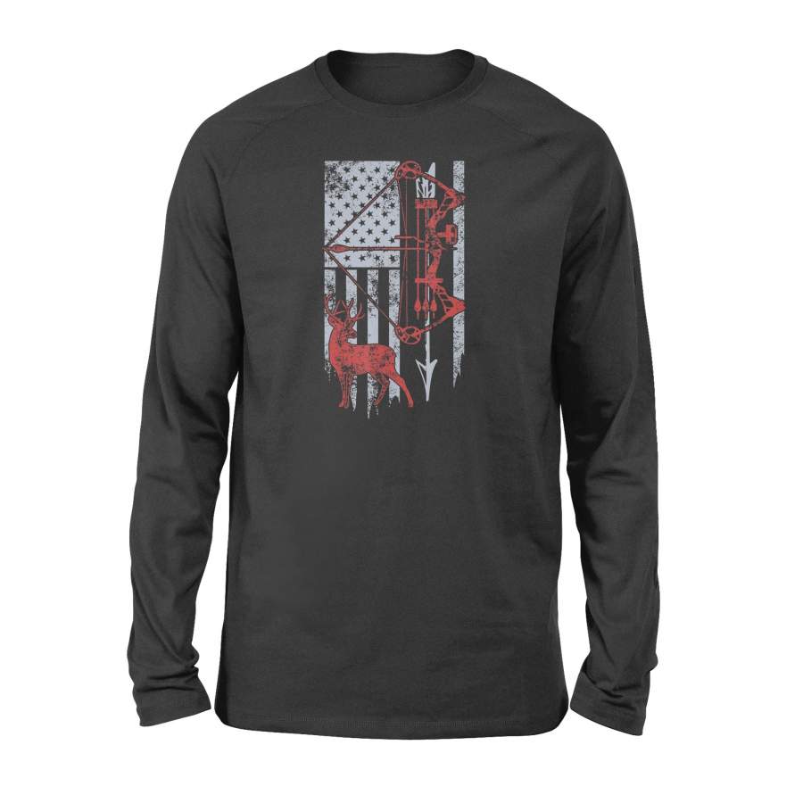 Bow Hunting Deer Flag T-Shirt for Men Or Women Hunters – Standard Long Sleeve