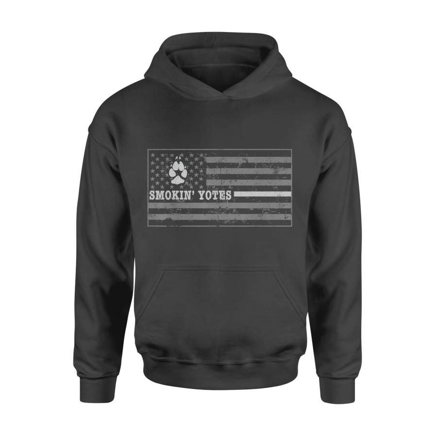 Coyote Hunting Smokin Yotes American Flag Yote Hunting Shirt – Standard Hoodie