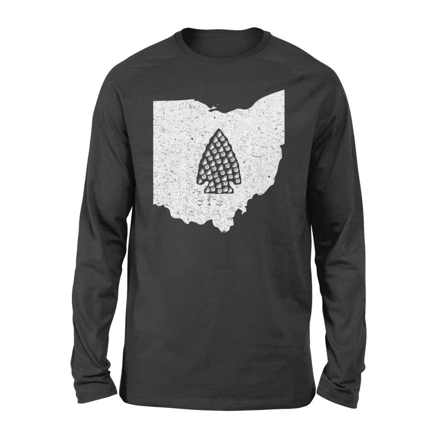 Arrowhead Hunting Ohio State Map Gift T-Shirt – Standard Long Sleeve