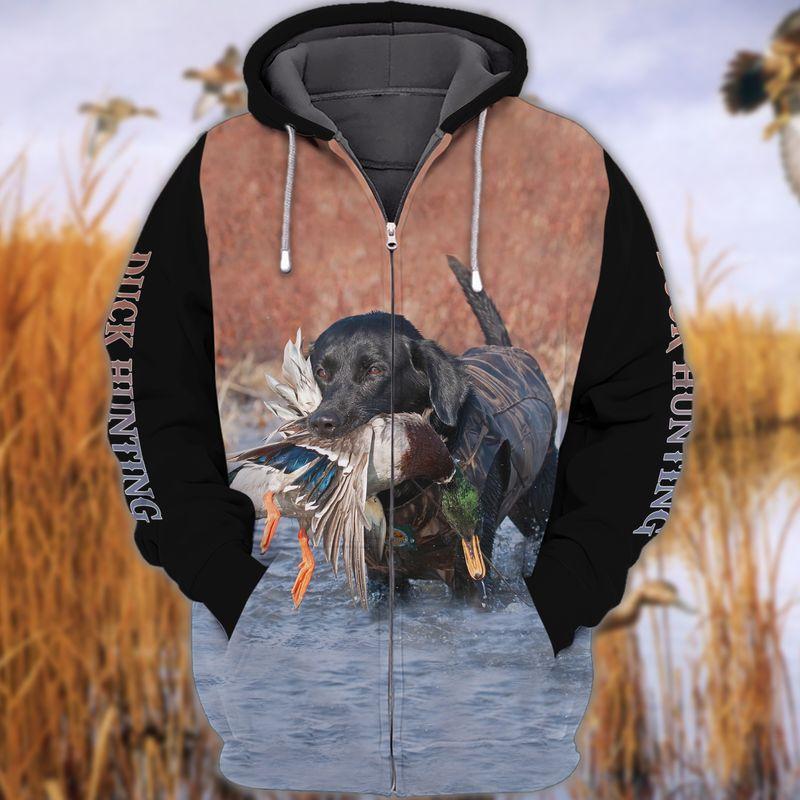 Black Labrador Duck Hunting Unisex 3D Hoodie T Shirt All Over Print Plus Size S-5Xl