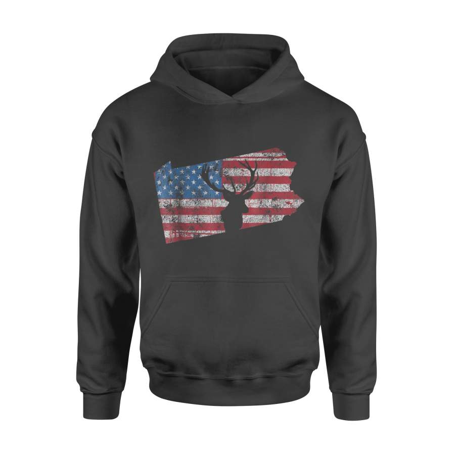 American Flag Pennsylvania Deer Hunting Distressed T-Shirt – Standard Hoodie