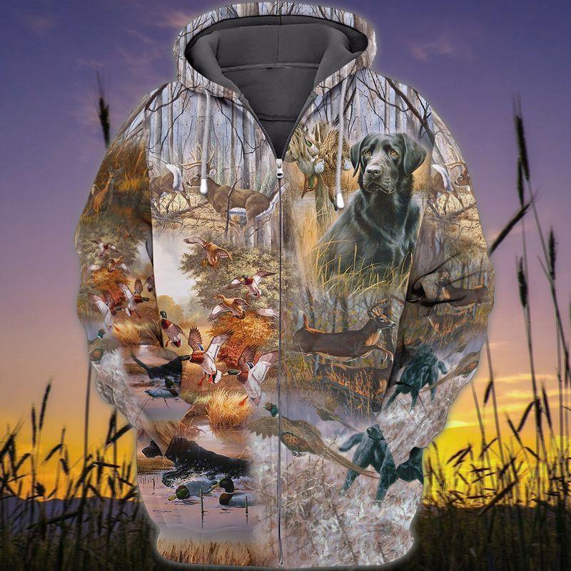 Labrador Duck Hunting 3D Full Print 3D Hoodie T Shirt All Over Print Plus Size S-5Xl