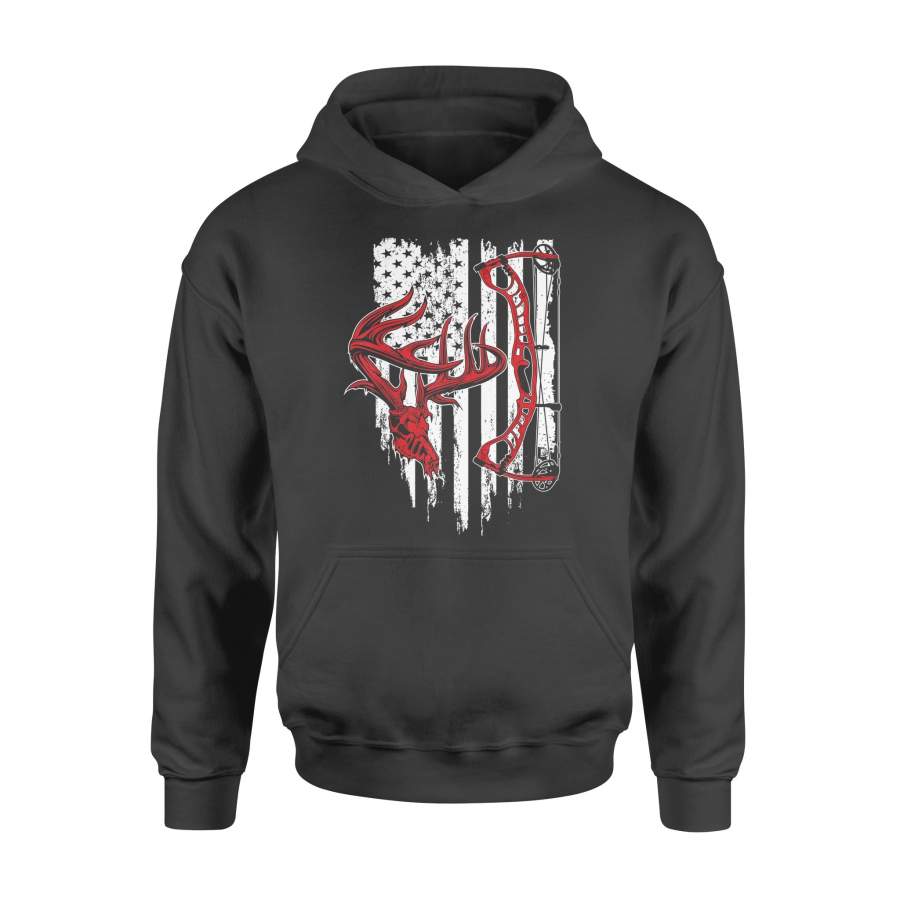 Archery Hunt Vintage American Flag Bow Hunting T-Shirt – Standard Hoodie