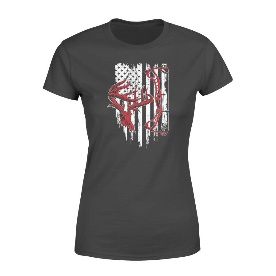 Archery Hunt Vintage American Flag Bow Hunting T-Shirt – Standard Women’s T-shirt