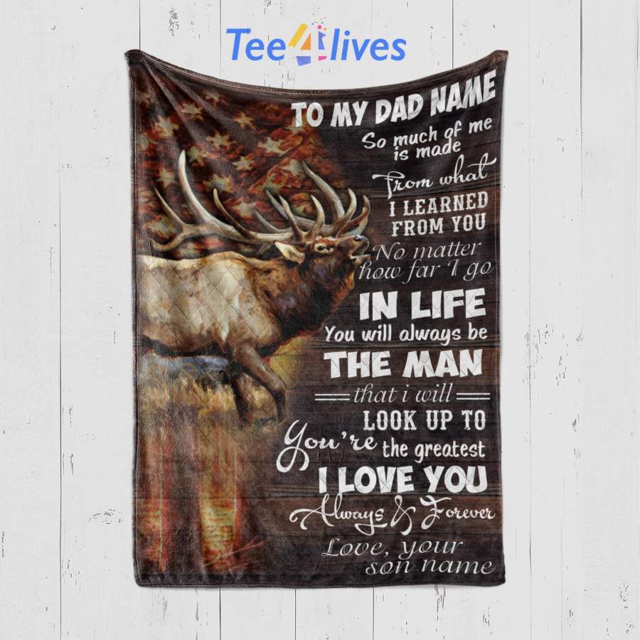 Custom Blanket Deer Hunting To My Dad Personalized Gifts Blanket – Gift for Dad- Fleece Blanket