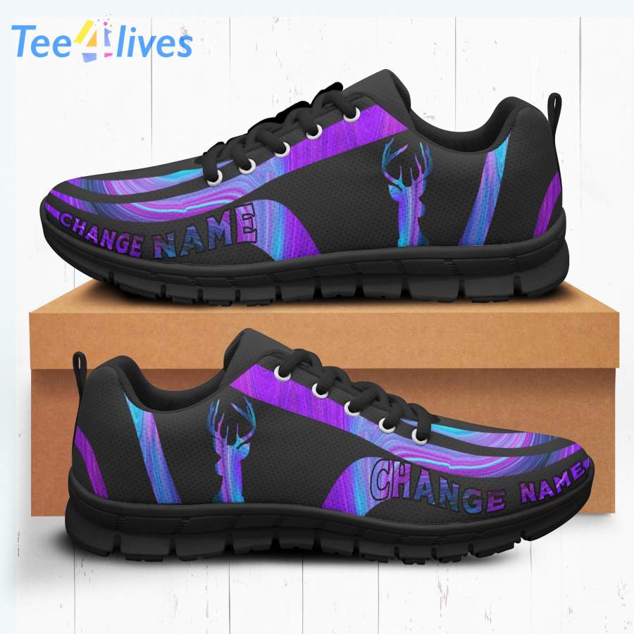 Custom Shoe Deer Hunting Personalized Gifts Black Sneakers – Gifts for Men Women