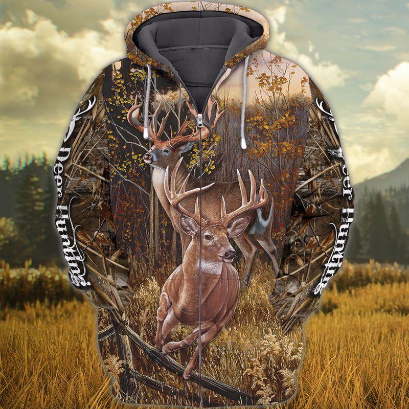 3D Full Print Deer Hunting 3D Hoodie T Shirt All Over Print Plus Size S-5Xl