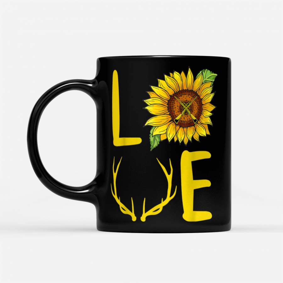 Coffee Mug Deer Hunting Love Sunflower Mug – Black Mug