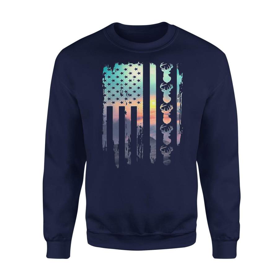 Black Deer Hunting And America Flag TShirt – Standard Fleece Sweatshirt