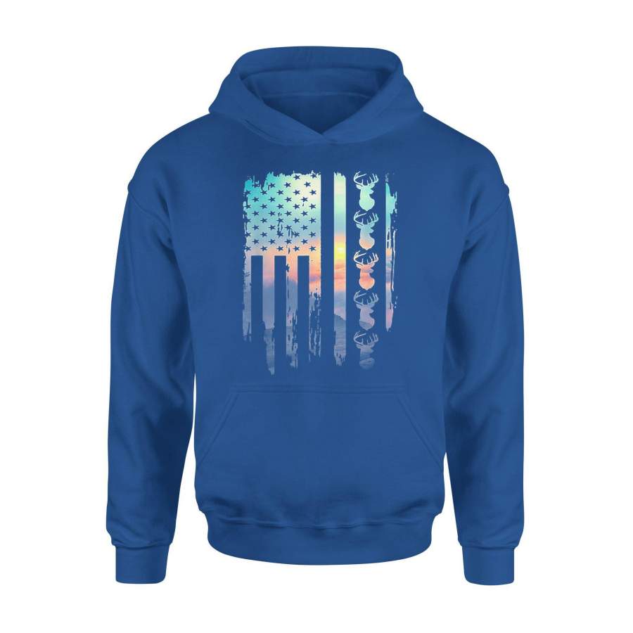 Black Deer Hunting And America Flag TShirt – Standard Hoodie