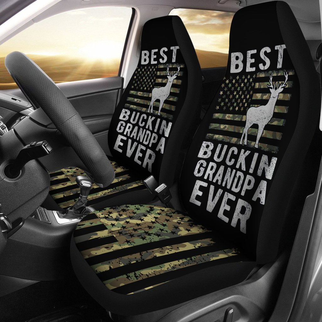 Best Bucking Grandpa Ever US Flag Deer Hunting Car Seat Covers