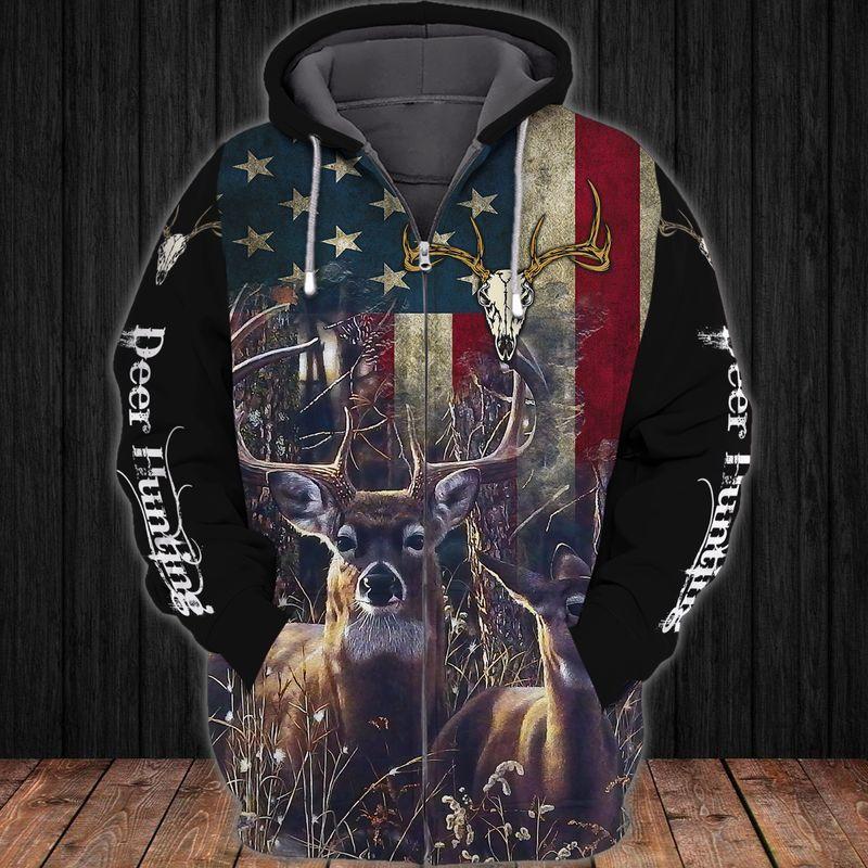 Hunting Deer All Over Print Unisex 3D Hoodie T Shirt All Over Print Plus Size S-5Xl