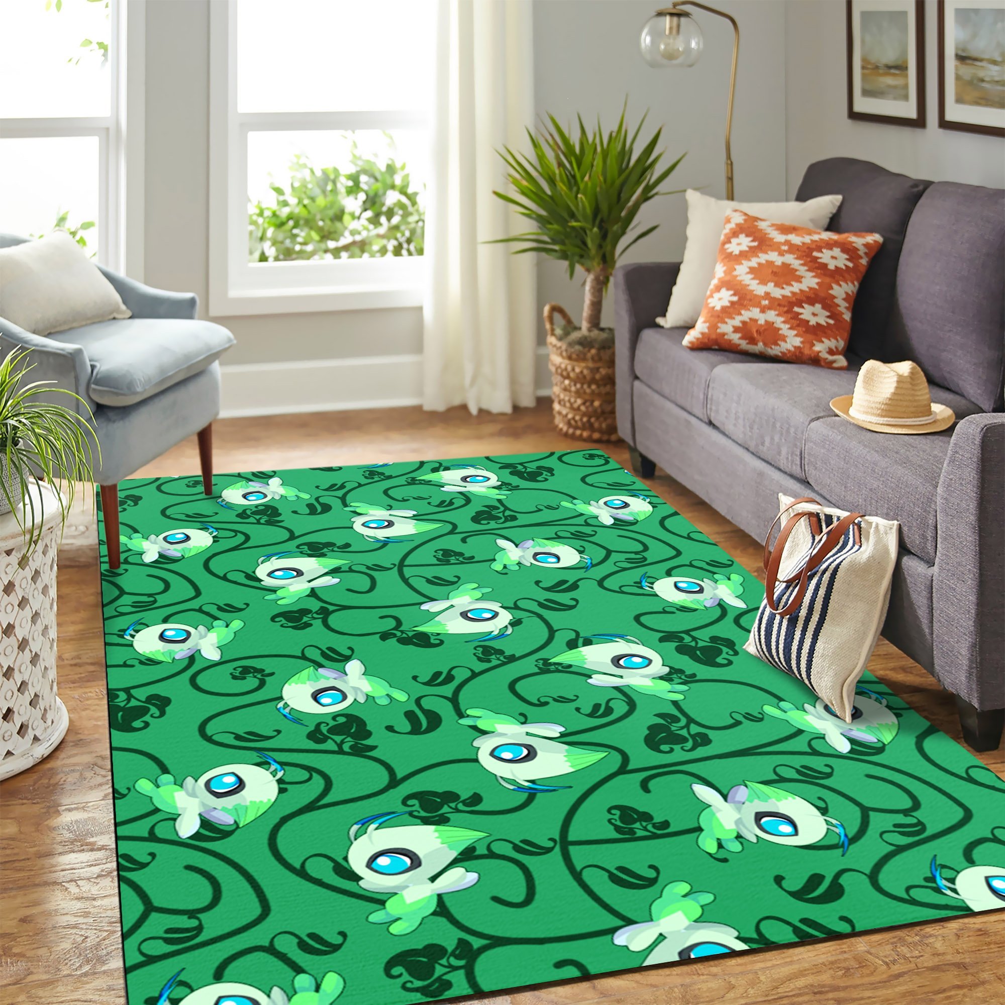 Celebi green pokemon carpet rug